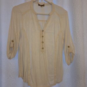 Democracy Ivory Button-Detail Blouse